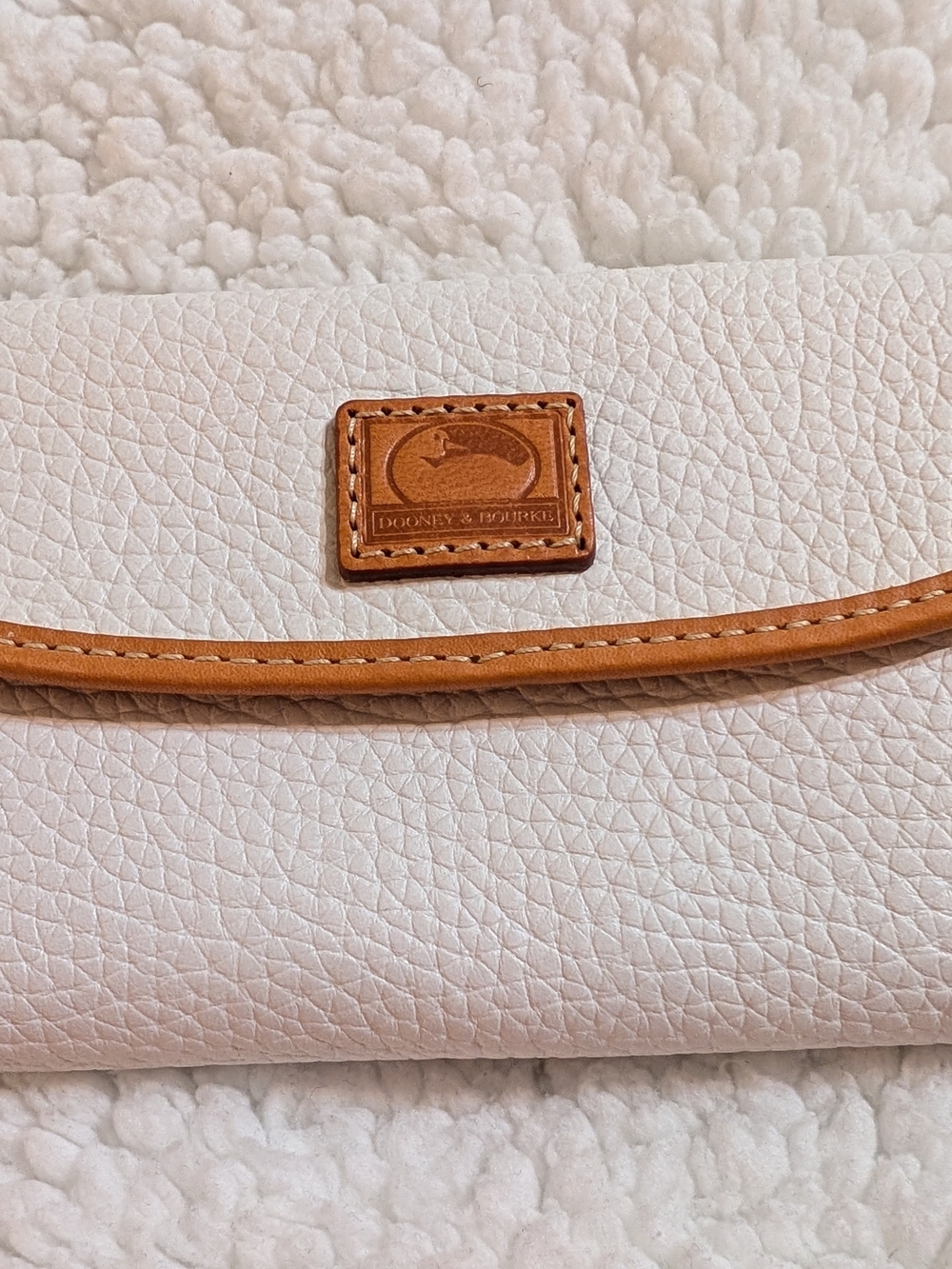 Dooney & Bourke Cream Leather Crossbody with Tan Trim